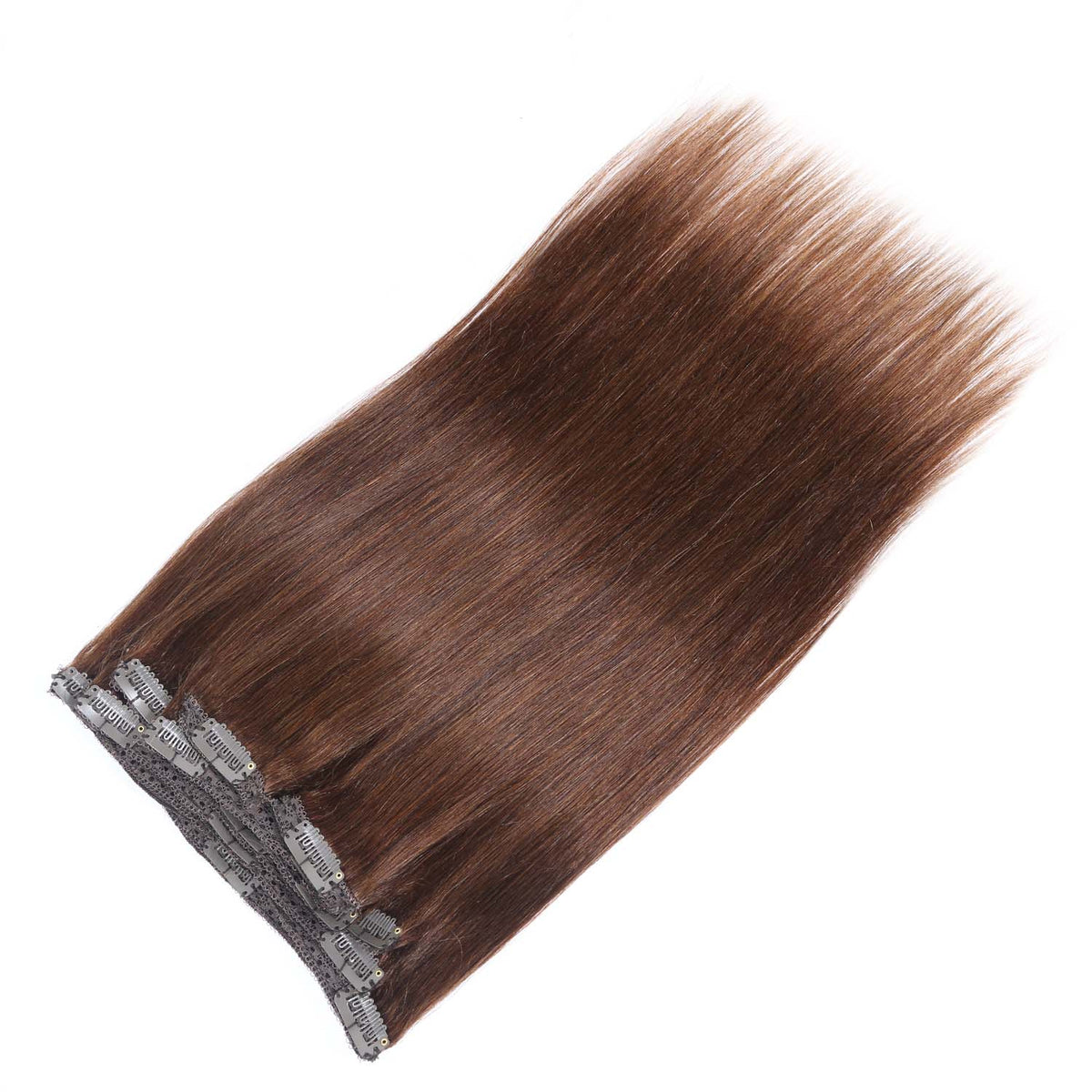 Authris Straight 8-Piece Clip-In Human Hair Extensions | Chocolate Brown