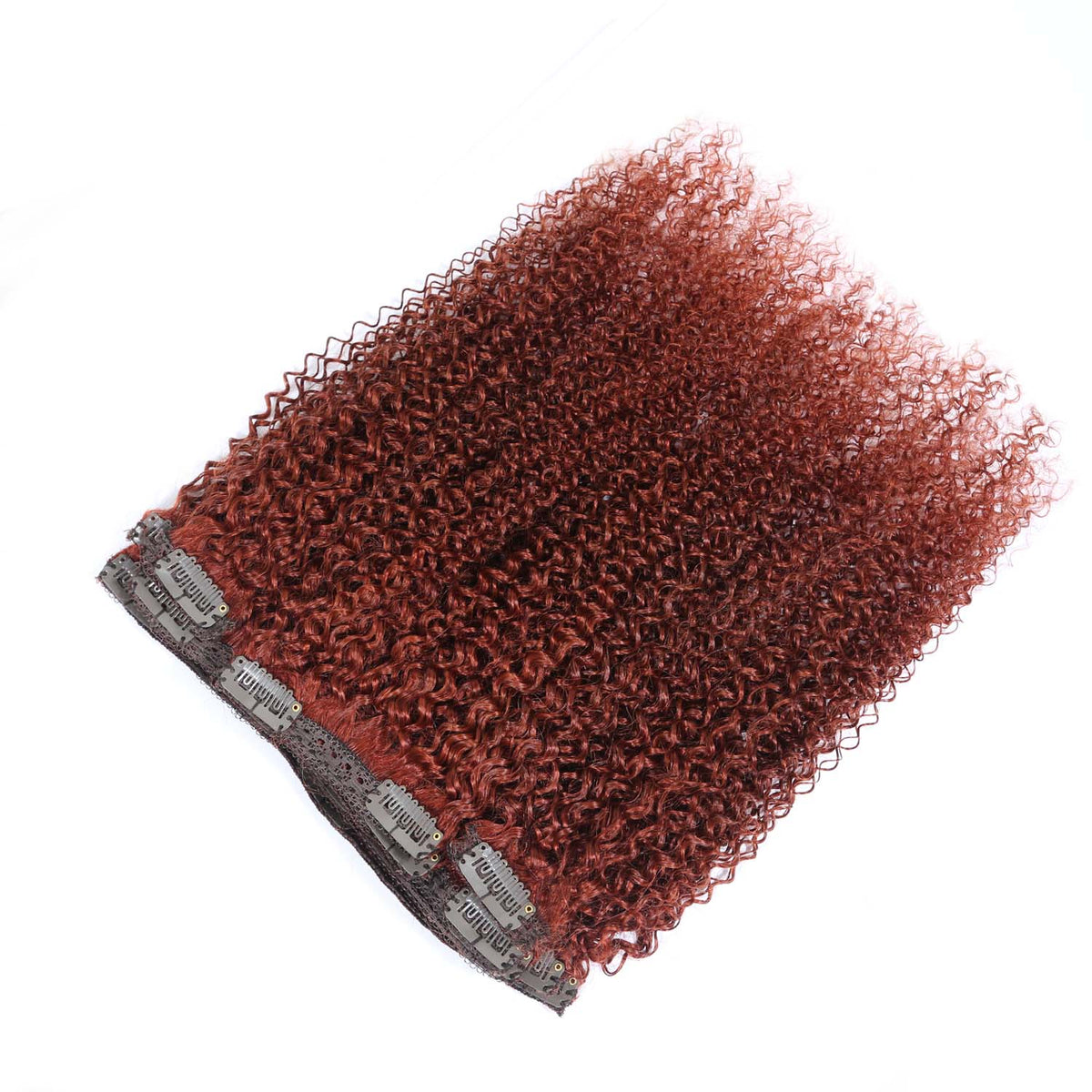 Authris Afro Kinky Curly 8-Piece Clip-In Human Hair Extensions | Auburn Brown