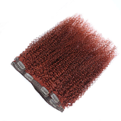 Authris Afro Kinky Curly 8-Piece Clip-In Human Hair Extensions | Auburn Brown