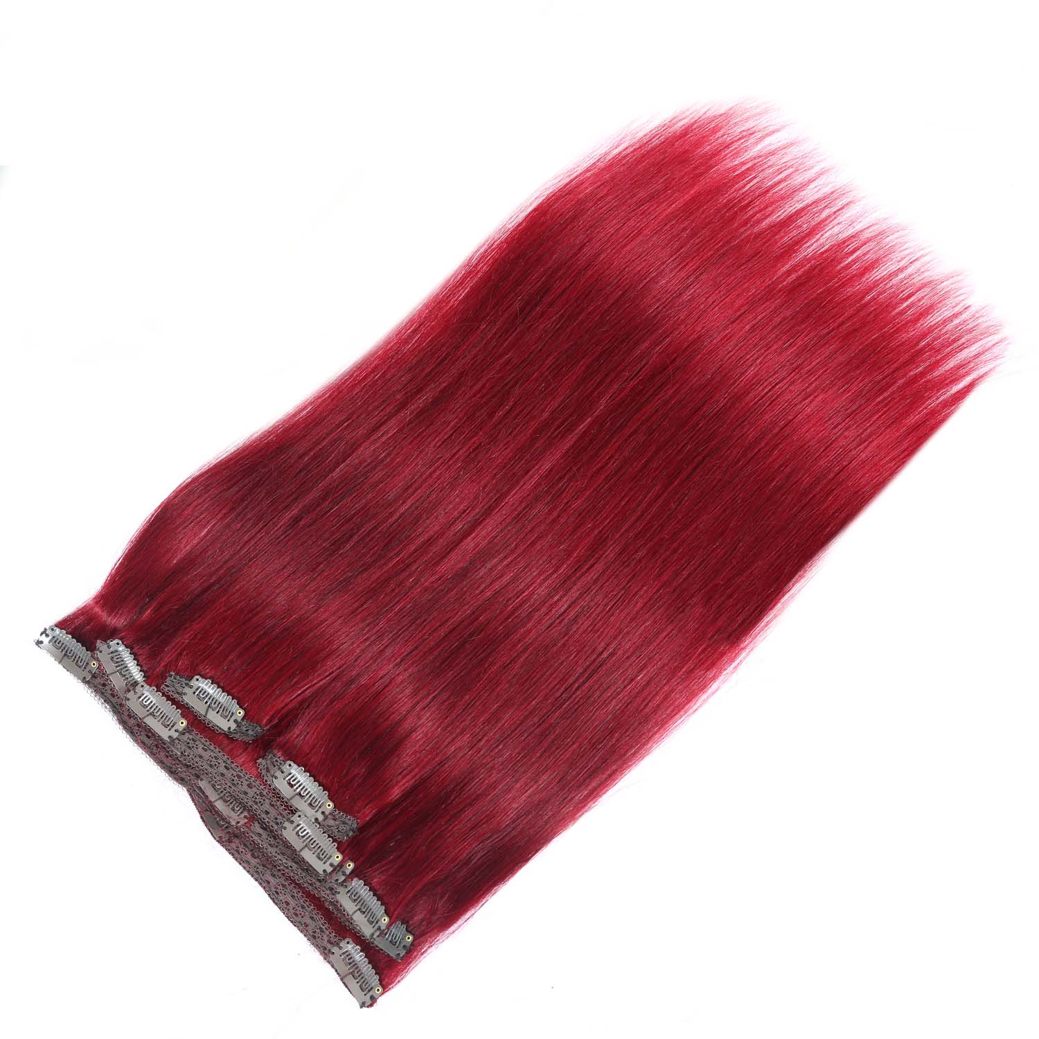 Authris Straight 8-Piece Clip-In Human Hair Extensions | Burgundy