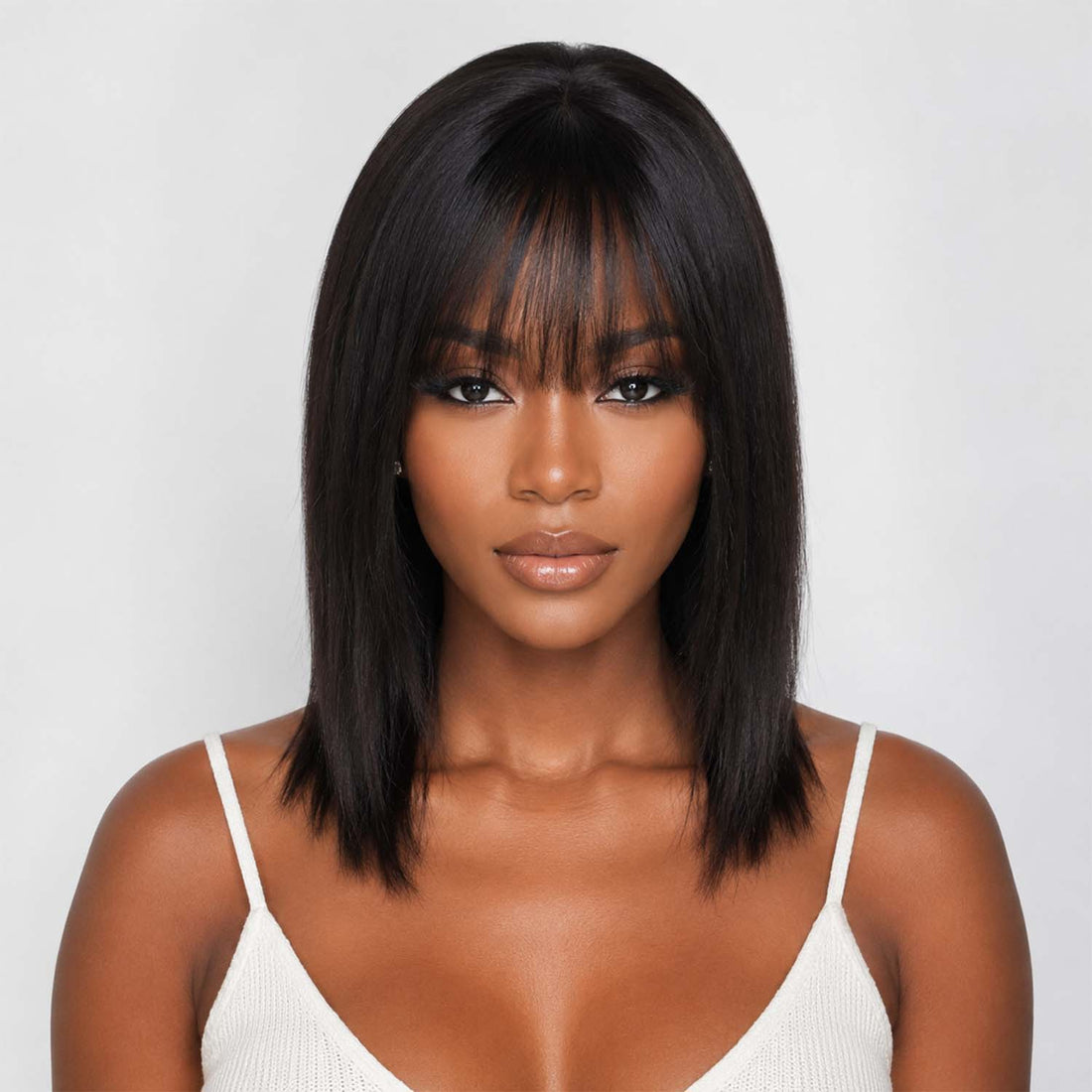 Authris Straight Human Hair Topper with Bangs for Women | Natural Black