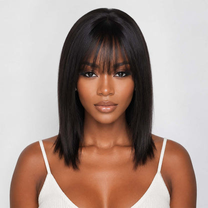 Authris Straight Clip-in Bangs Hair Topper for Women | Natural Black