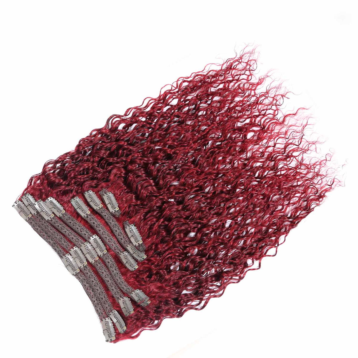 Authris Deep Wave 8-Piece Clip-In Human Hair Extensions | Burgundy