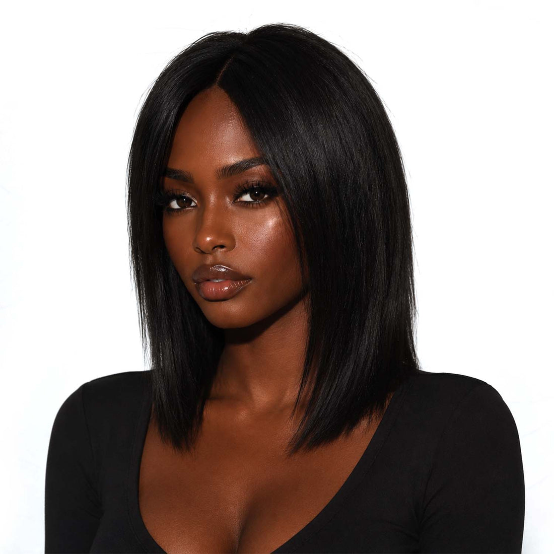 Authris Straight Women’s Heart-Shaped Middle-Part Human Hair Topper | Natural Black