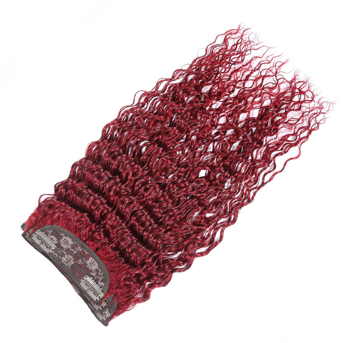 Authris Deep Wave 4-Piece Clip-In Human Hair Extensions | Burgundy
