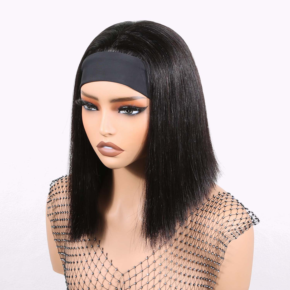 Authris Straight Headband Bob Human Hair Wig | Natural Black