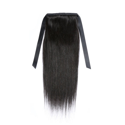 Authris Straight Human Hair Ribbon Ponytail | Natural Black