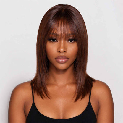 Authris Straight Clip-in Bangs Hair Topper for Women | Chocolate Brown