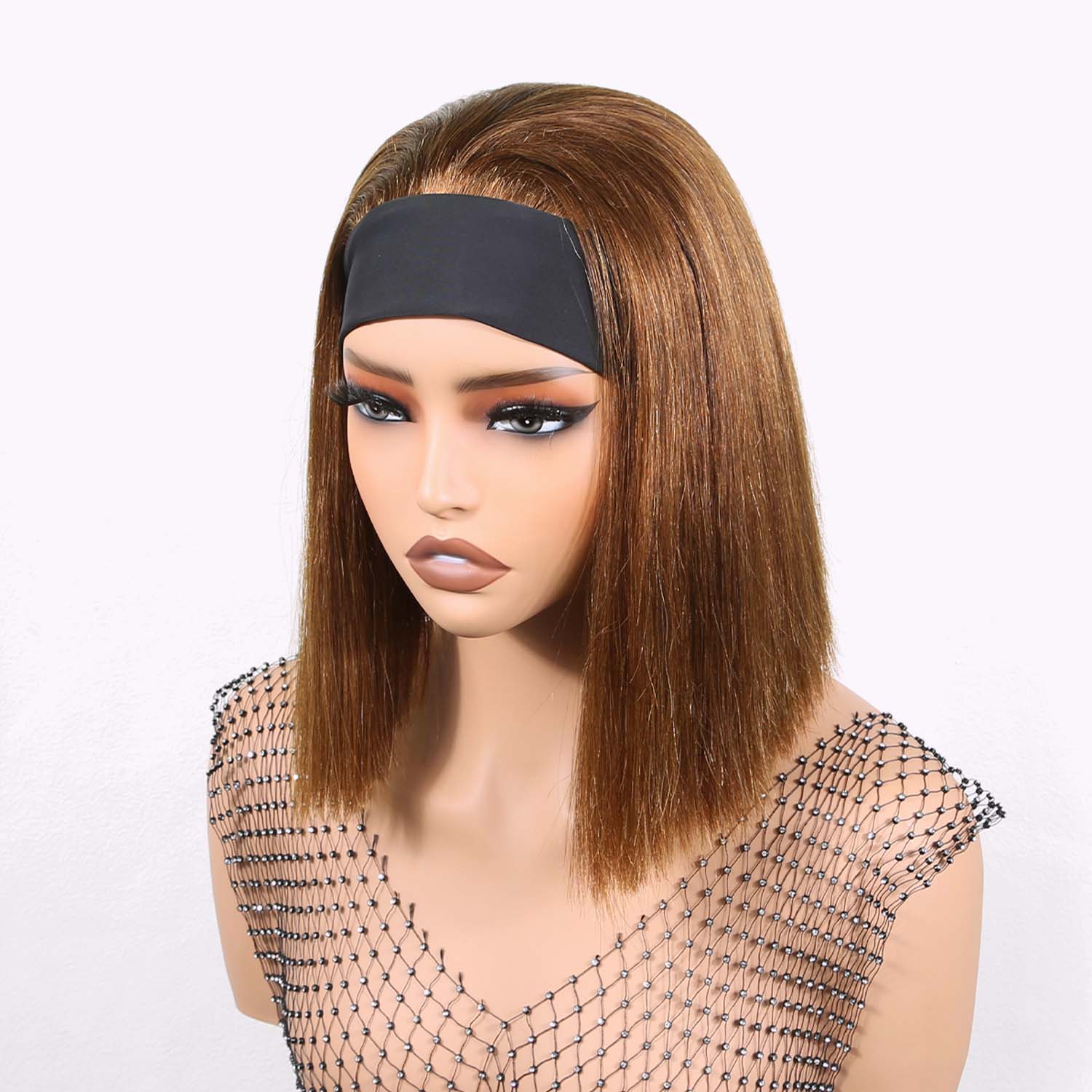 Authris Straight Headband Bob Human Hair Wig | Chocolate Brown