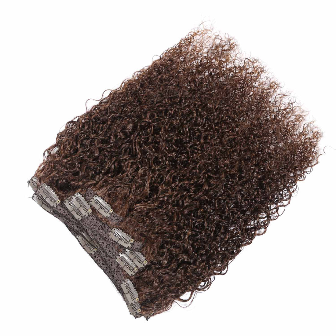 Authris Curly 8-Piece Clip-In Human Hair Extensions | Chocolate Brown