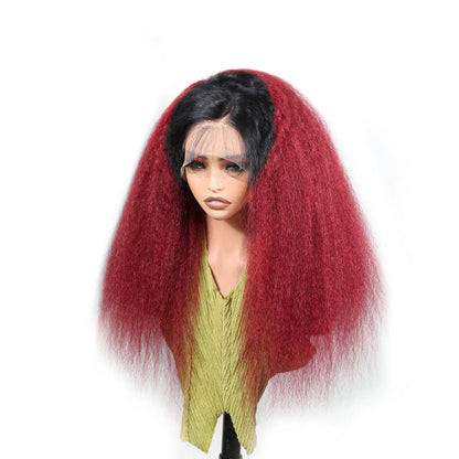 Authris Kinky Straight HD Lace Front Human Hair Wig | Burgundy Ombre
