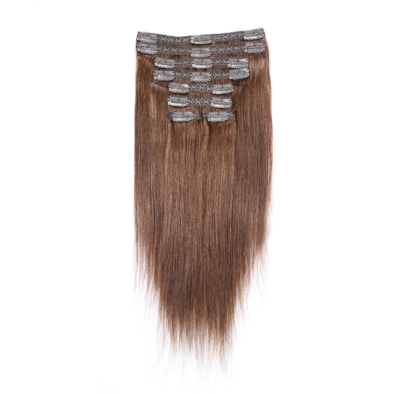 Authris 8-Piece Clip-In Human Hair Extensions | Chocolate Brown