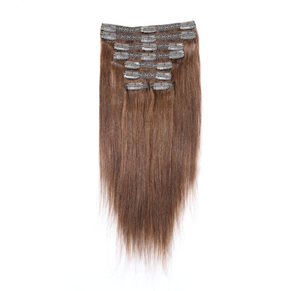Authris 8-Piece Clip-In Human Hair Extensions | Chocolate Brown