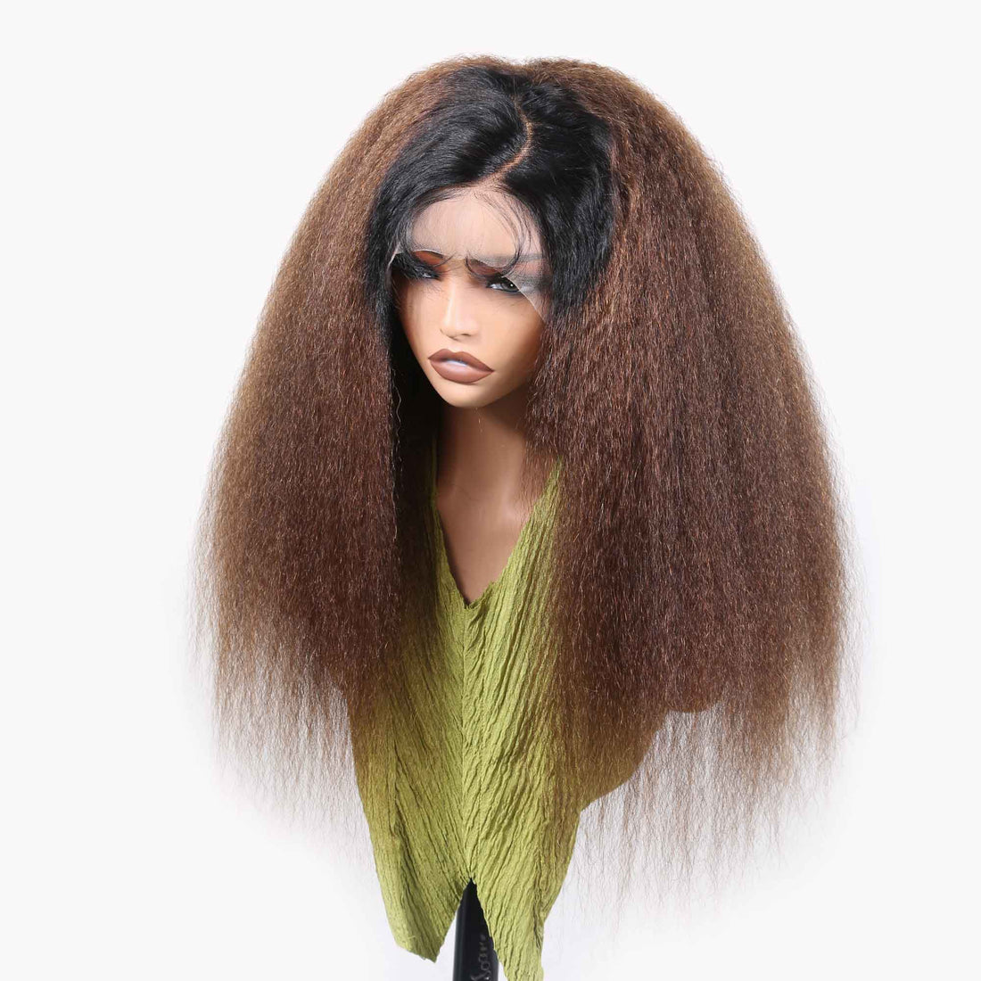 Authris Kinky Straight HD Lace Front Human Hair Wig | Chocolate Ombre