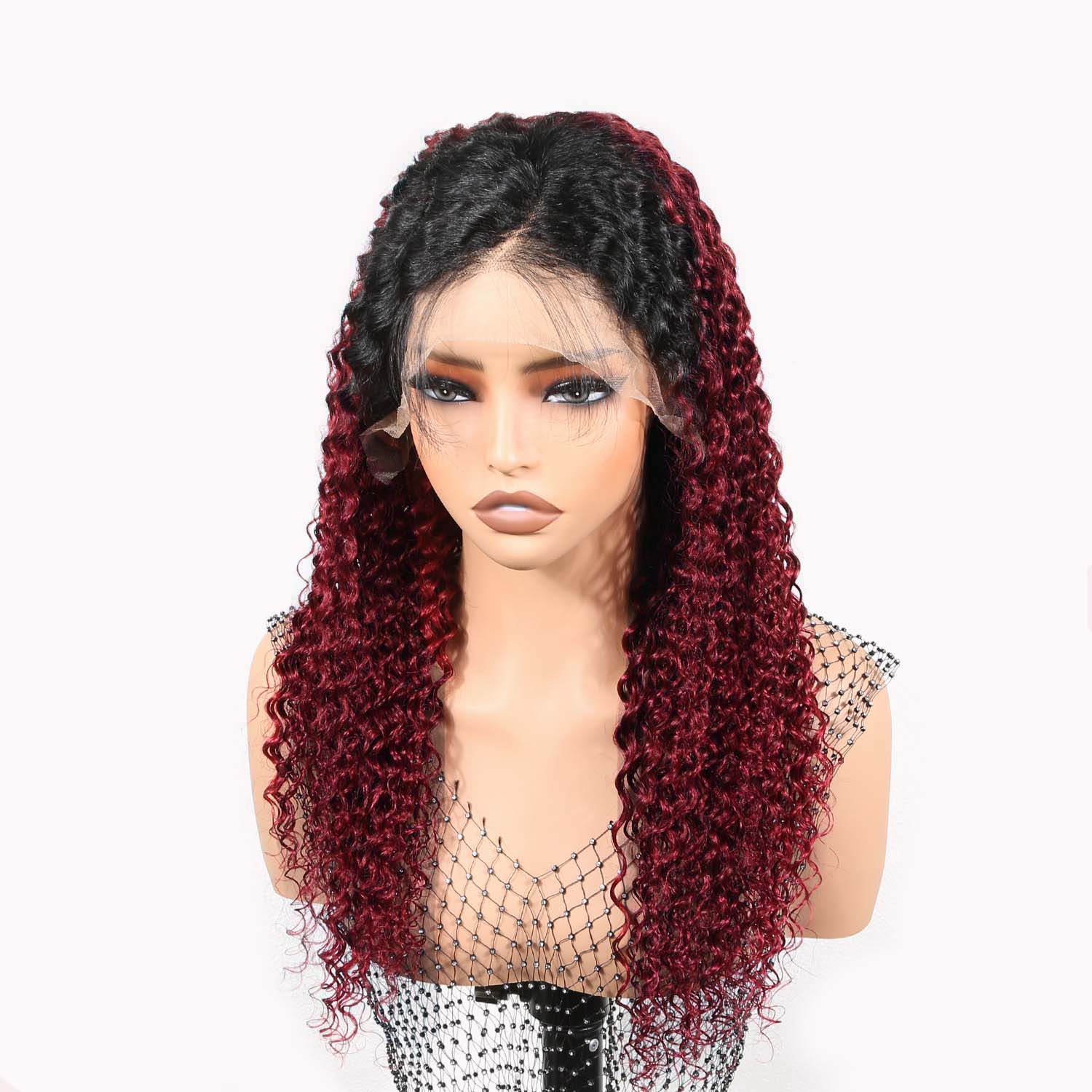 Authris Deep Wave HD Lace Front Human Hair Wig | Burgundy Ombre