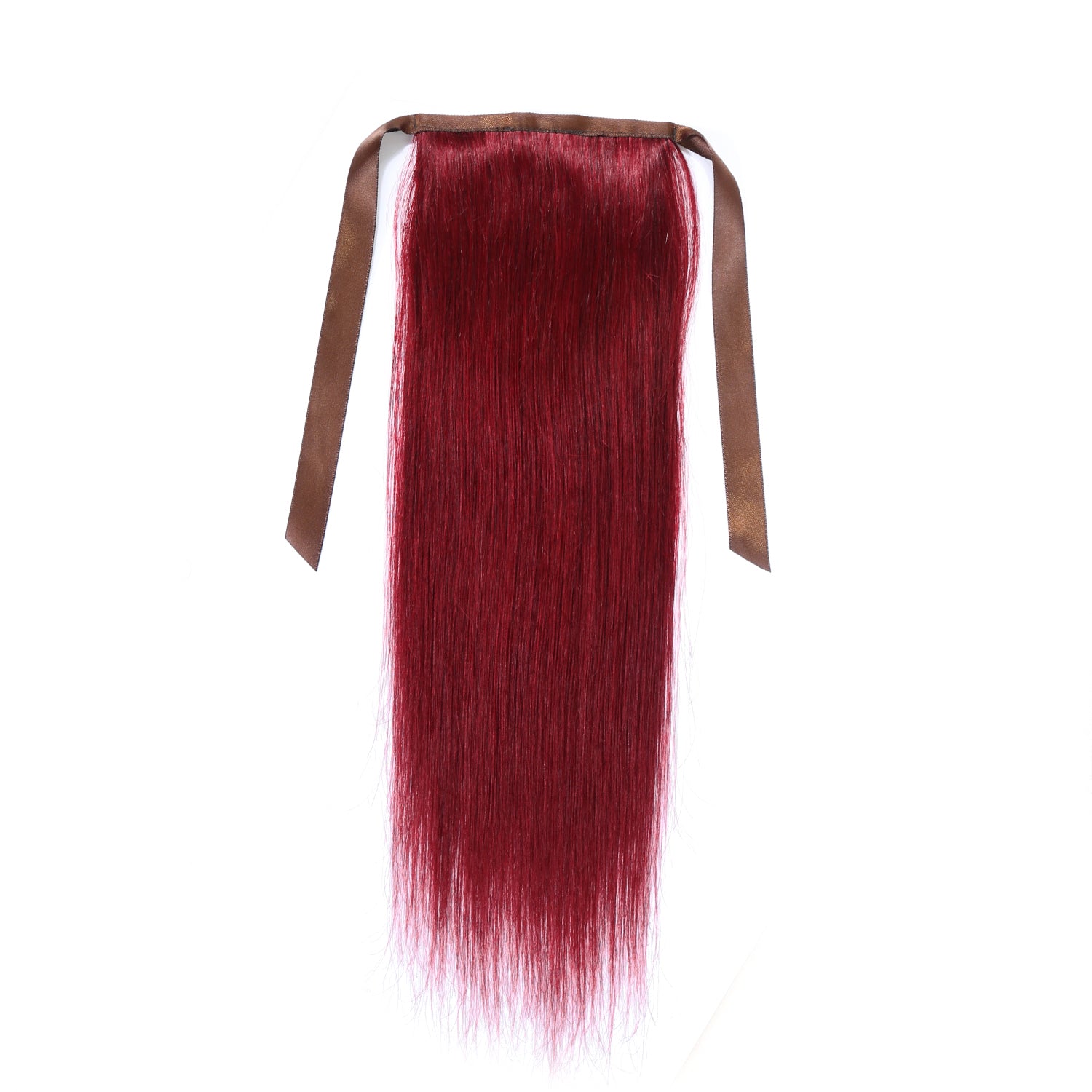 Authris Straight Human Hair Ribbon Ponytail | Burgundy