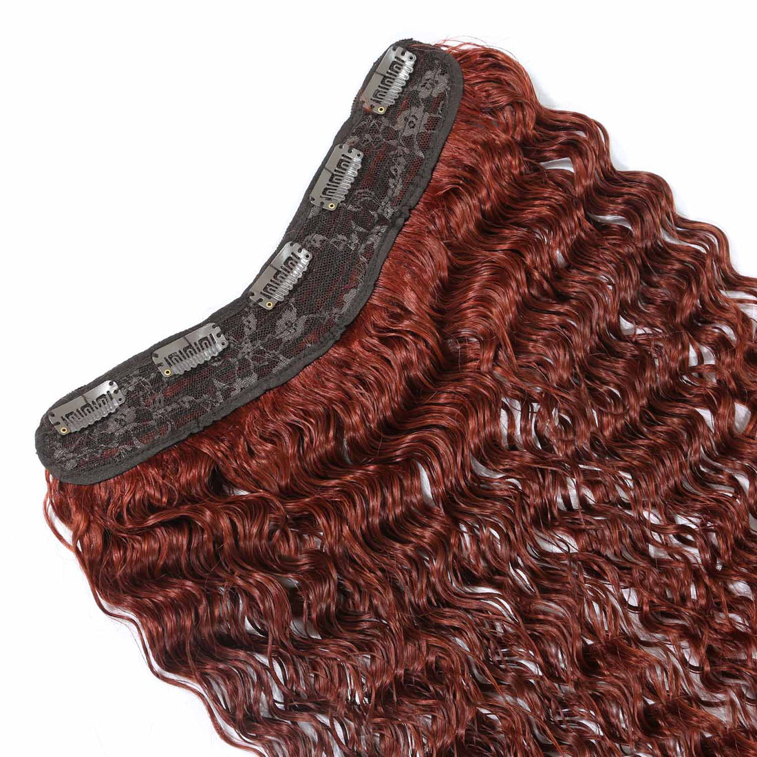 Authris Deep Wave 1-Piece Clip-In Human Hair Extensions | Auburn Brown