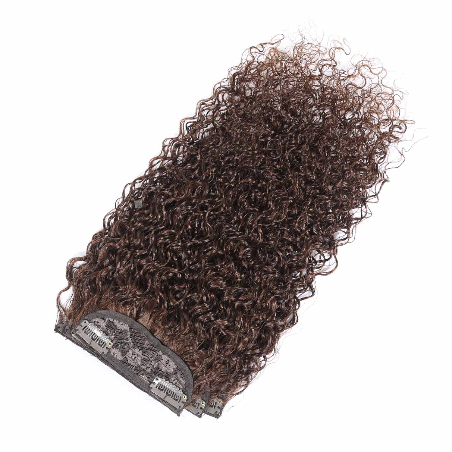 Authris Curly 4-Piece Clip-In Human Hair Extensions | Chocolate Brown