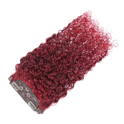 Authris Curly 4-Piece Clip-In Human Hair Extensions | Burgundy