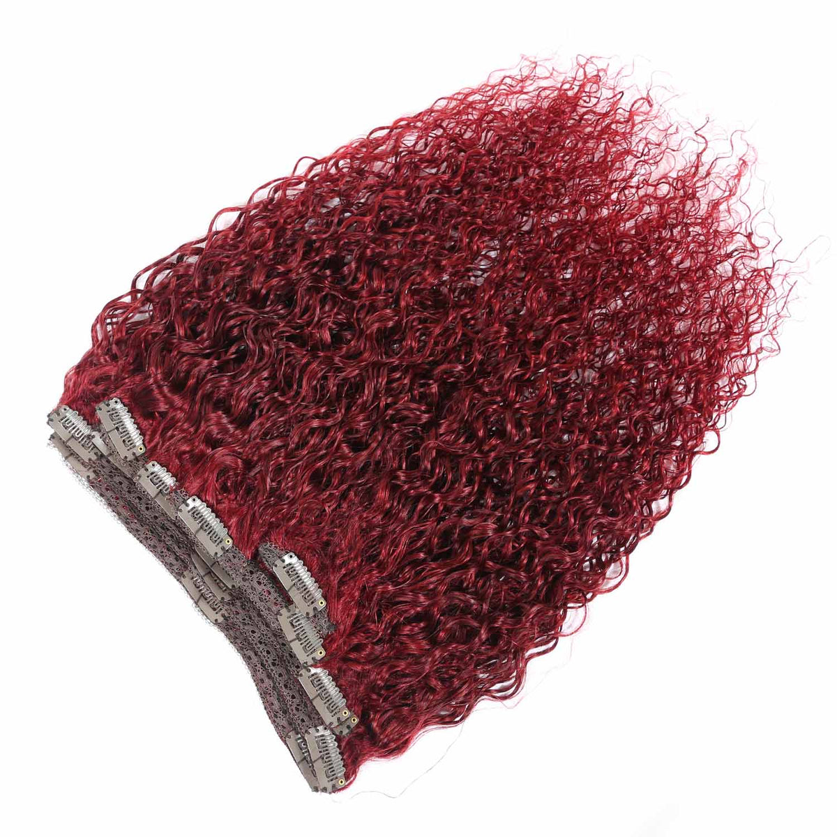 Authris Curly 8-Piece Clip-In Human Hair Extensions | Burgundy