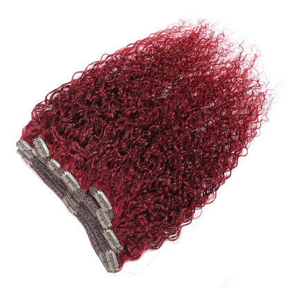 Authris Curly 8-Piece Clip-In Human Hair Extensions | Burgundy