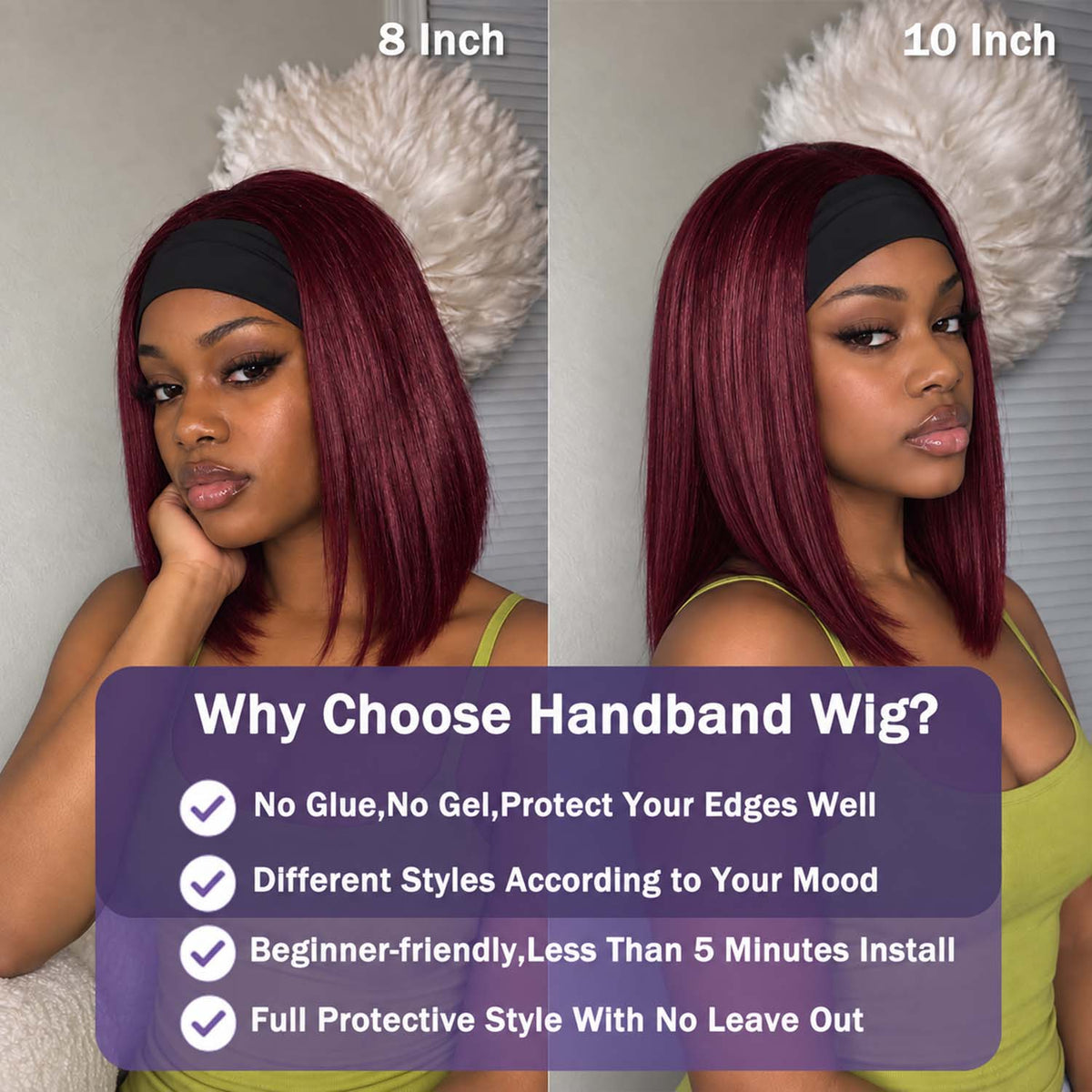 AUTHRIS Headband Bob Wig | Burgundy