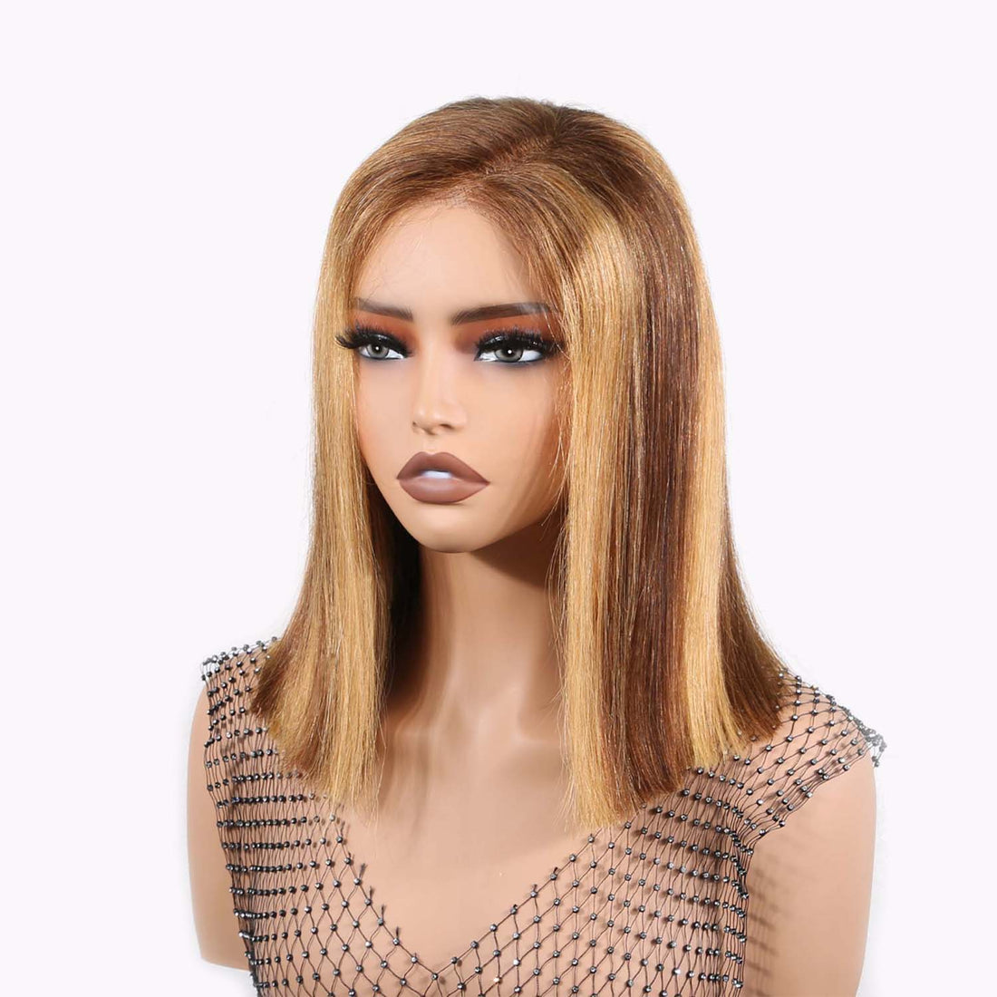 Authris Straight Bob Human Hair Wig | Blonde Highlights