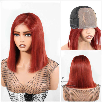 Authris Straight Bob Human Hair Wig | Auburn Brown