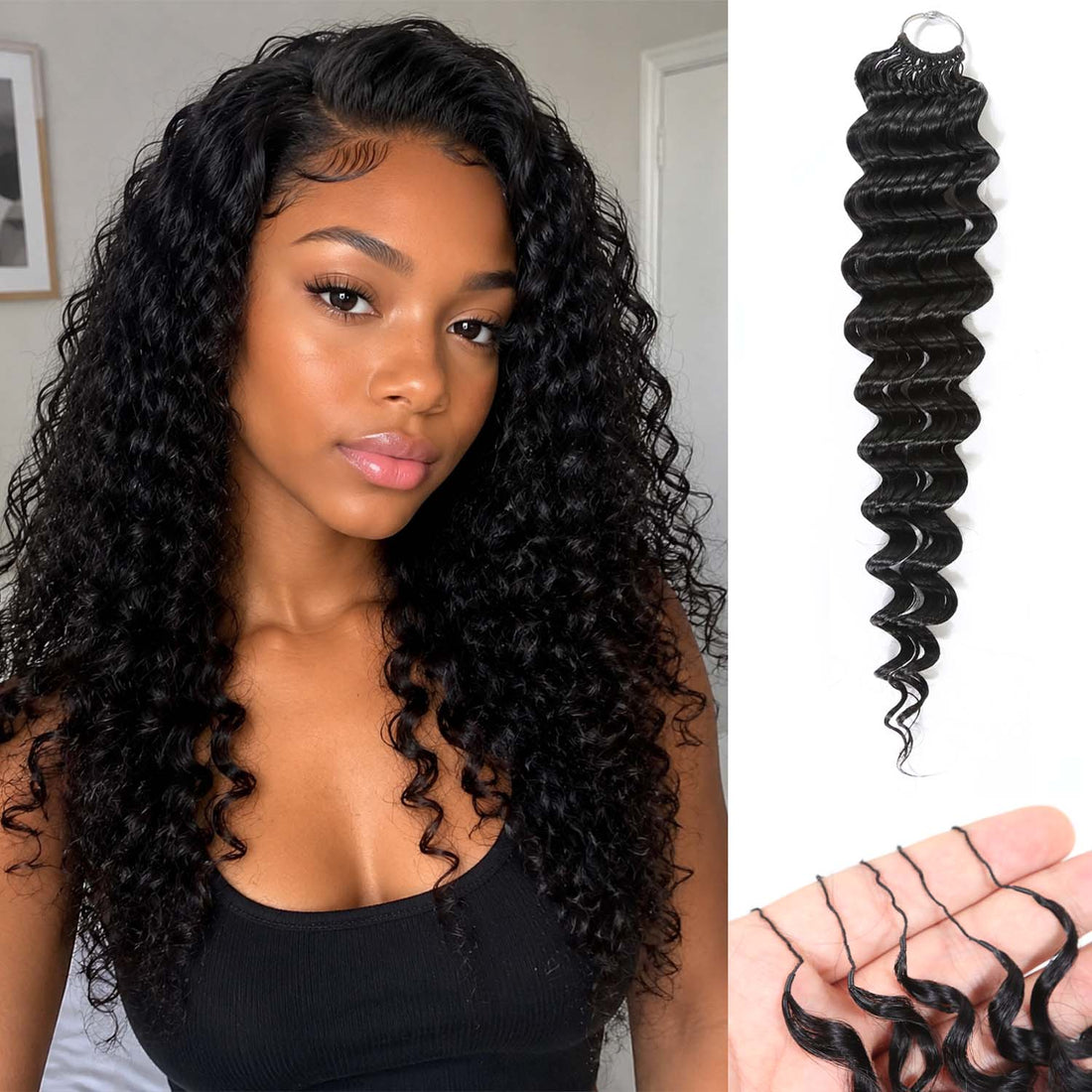 Authris Feather Human Hair Extensions | Natural Black