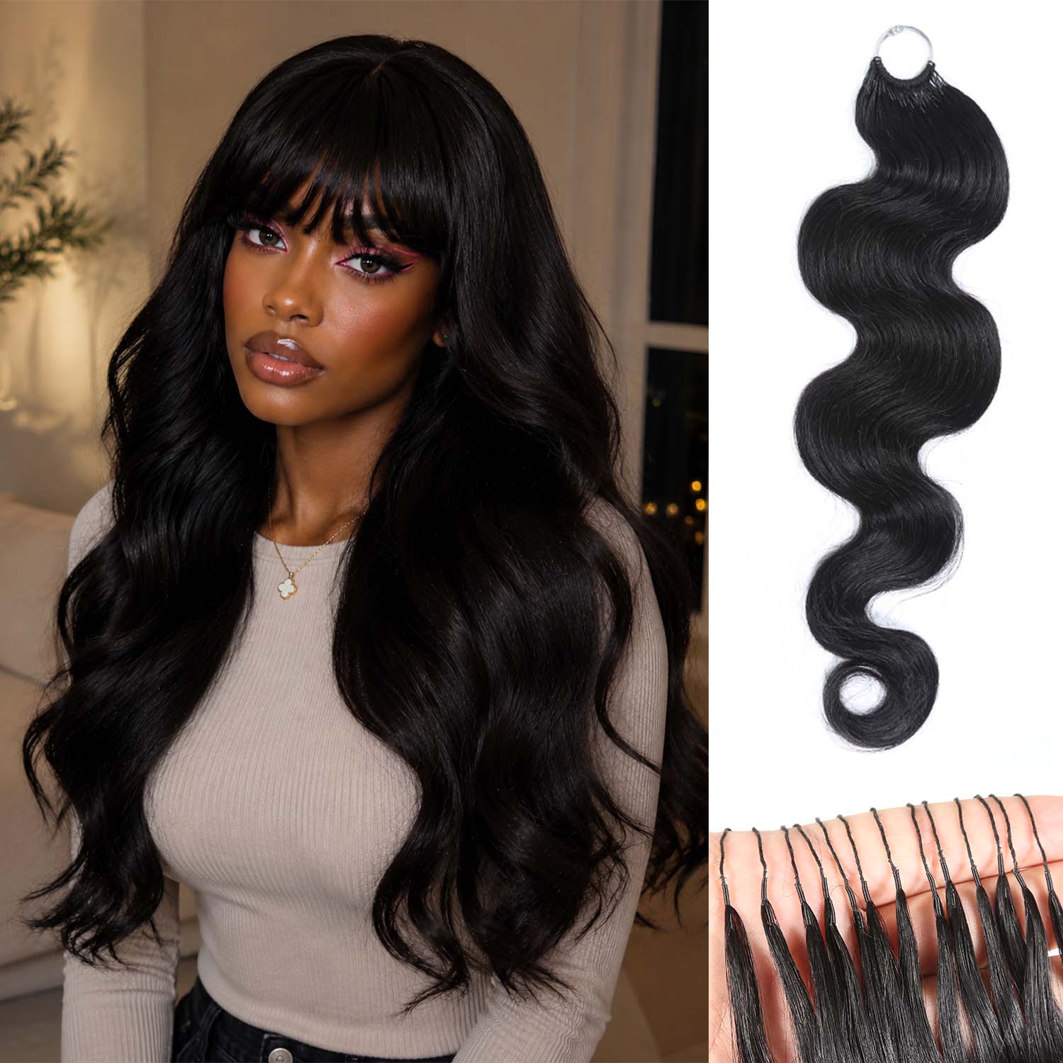 Authris Feather Human Hair Extensions | Natural Black