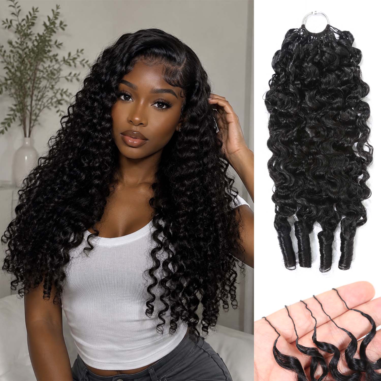 Authris Feather Human Hair Extensions | Natural Black
