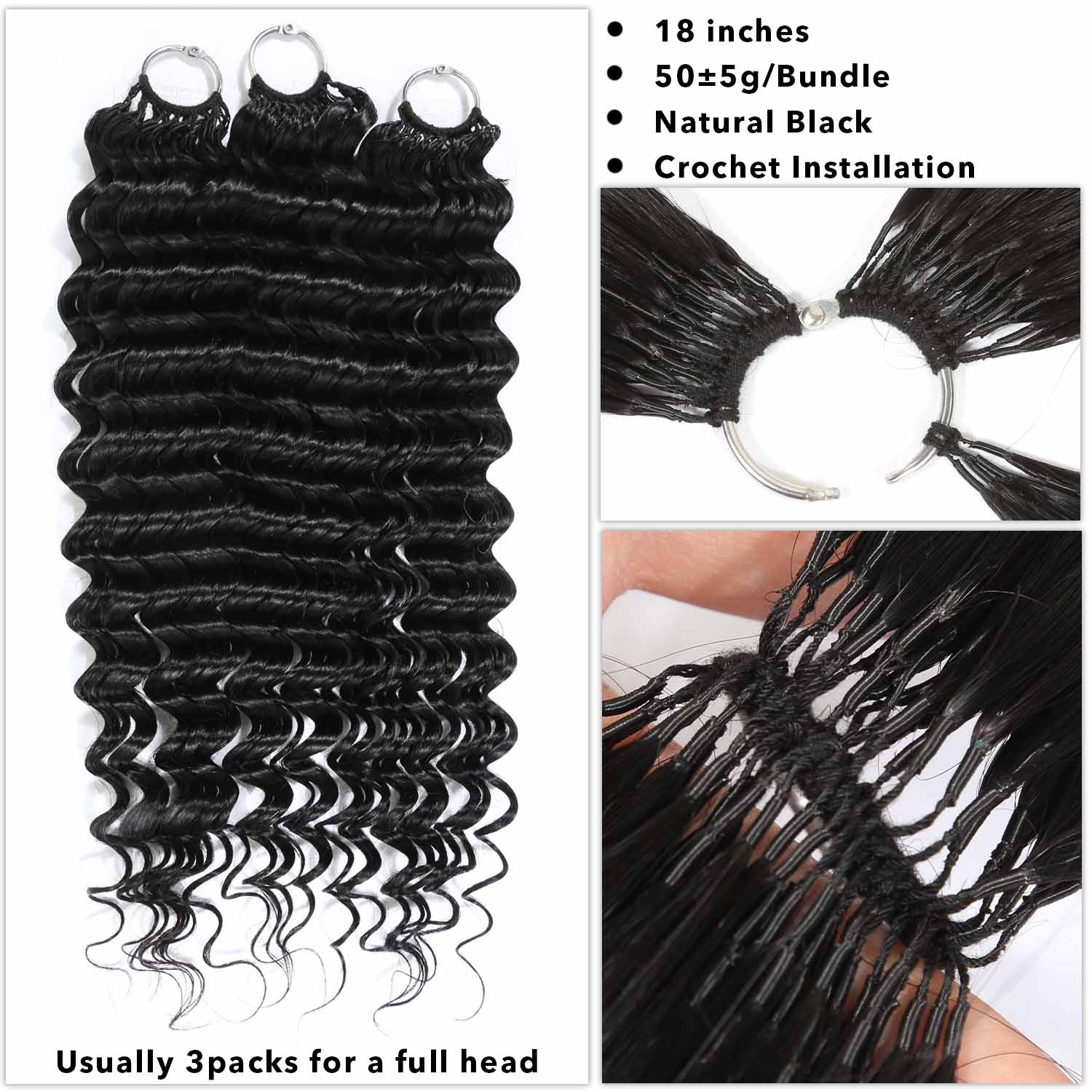 Authris Feather Human Hair Extensions | Natural Black