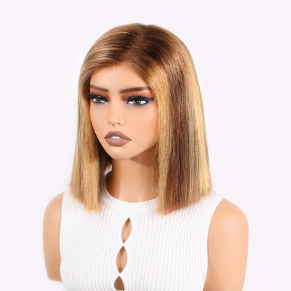 Authris Straight Bob Human Hair Wig | Blonde Highlights