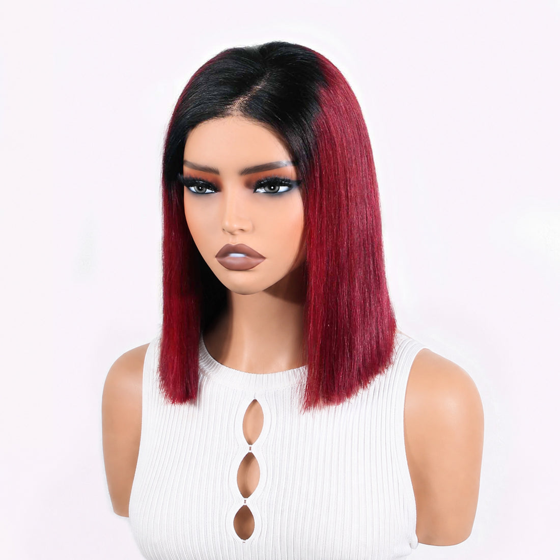 Authris Straight Bob Human Hair Wig | Burgundy Ombre