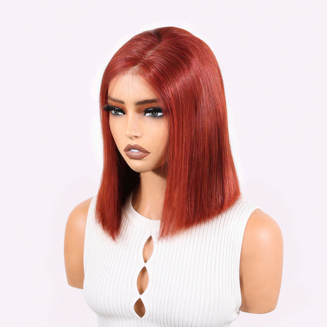 Authris Straight Bob Human Hair Wig | Auburn Brown