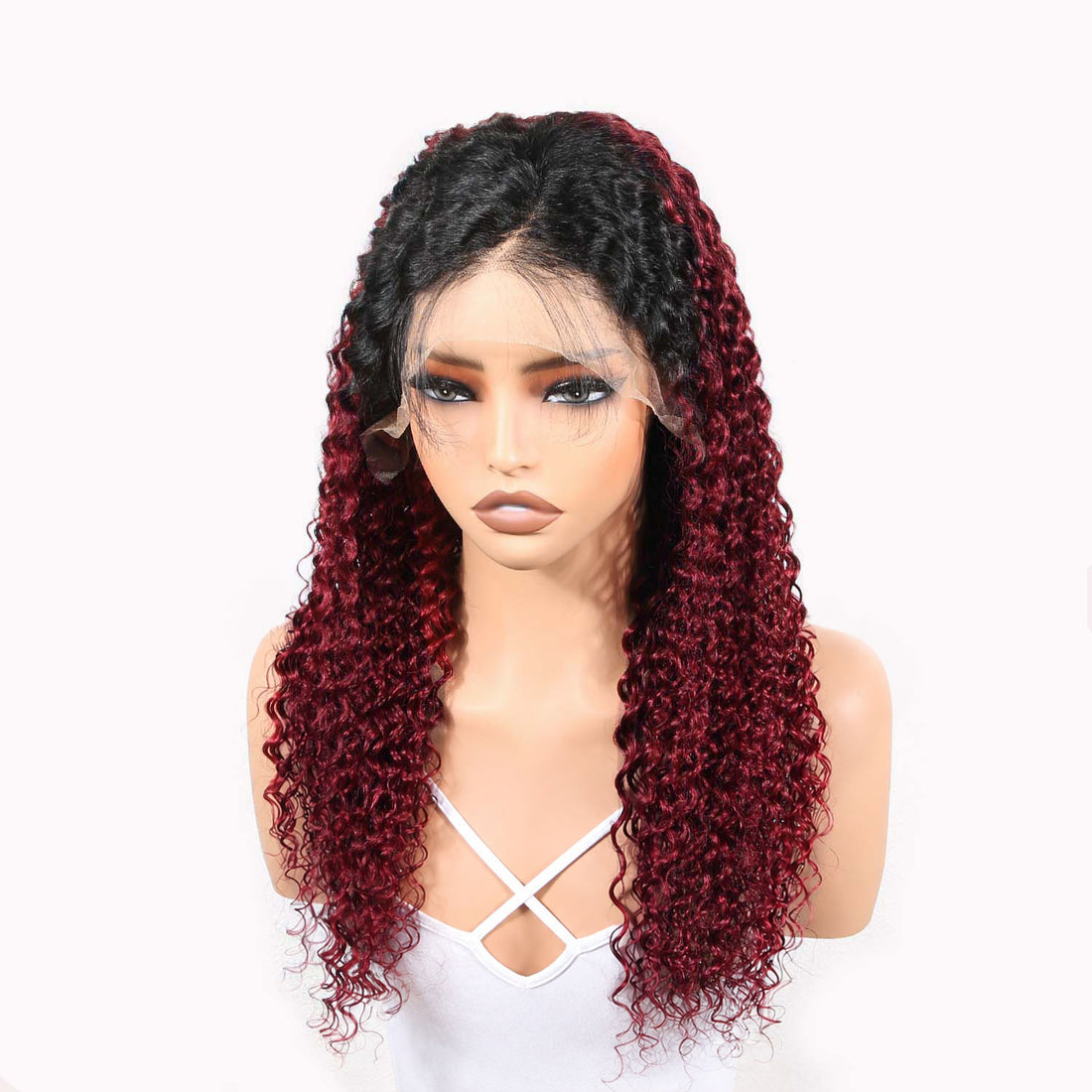 Authris Deep Wave HD Lace Front Human Hair Wig | Burgundy Ombre