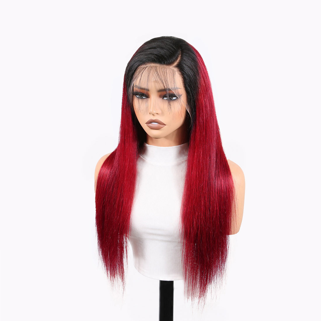 Authris Straight HD Lace Front Human Hair Wig | Burgundy Ombre