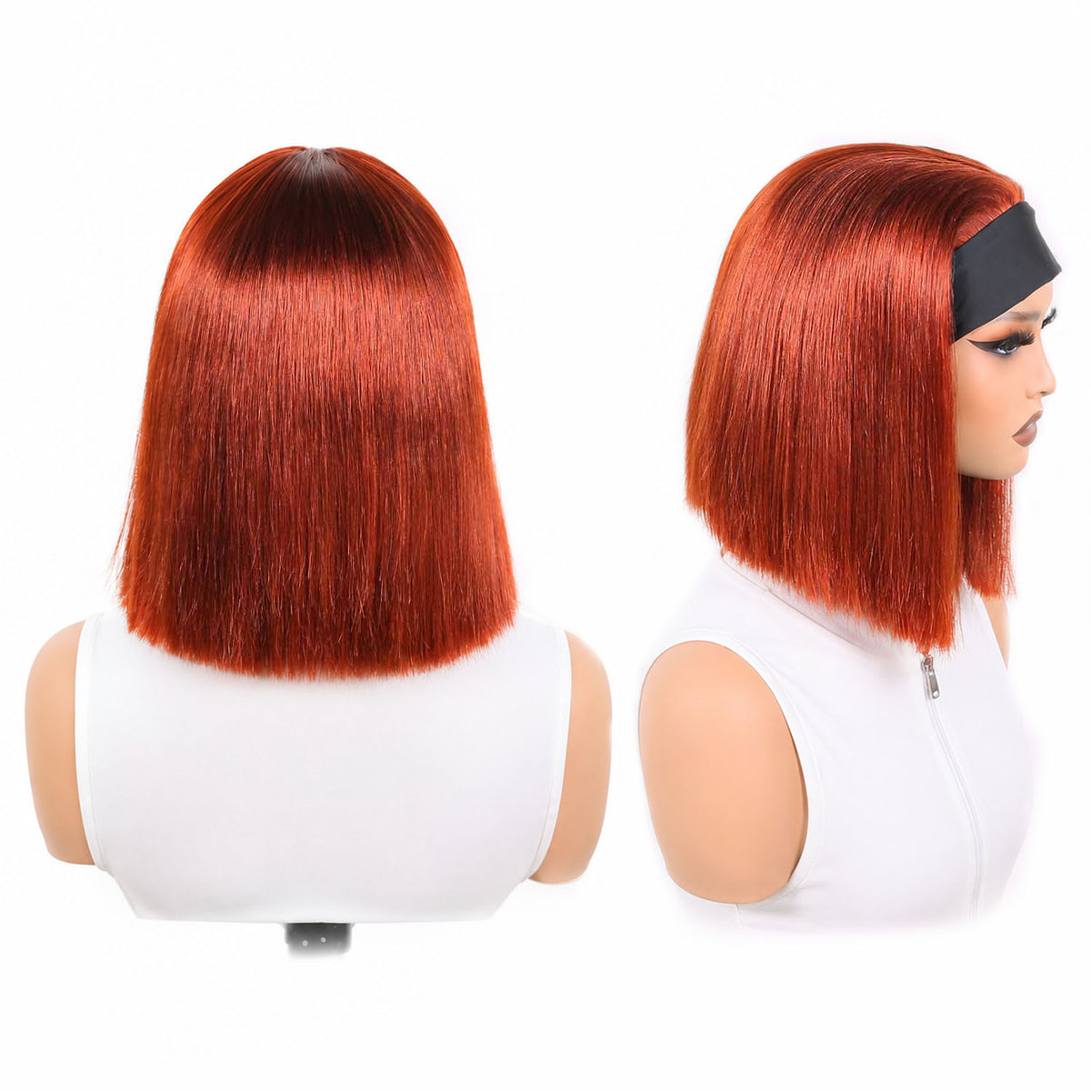 AUTHRIS Headband Bob Wig | Auburn Brown