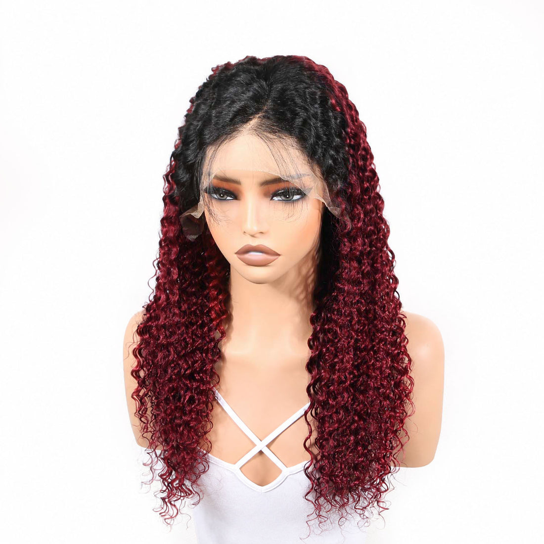 Authris Deep Wave HD Lace Front Human Hair Wig | Burgundy Ombre