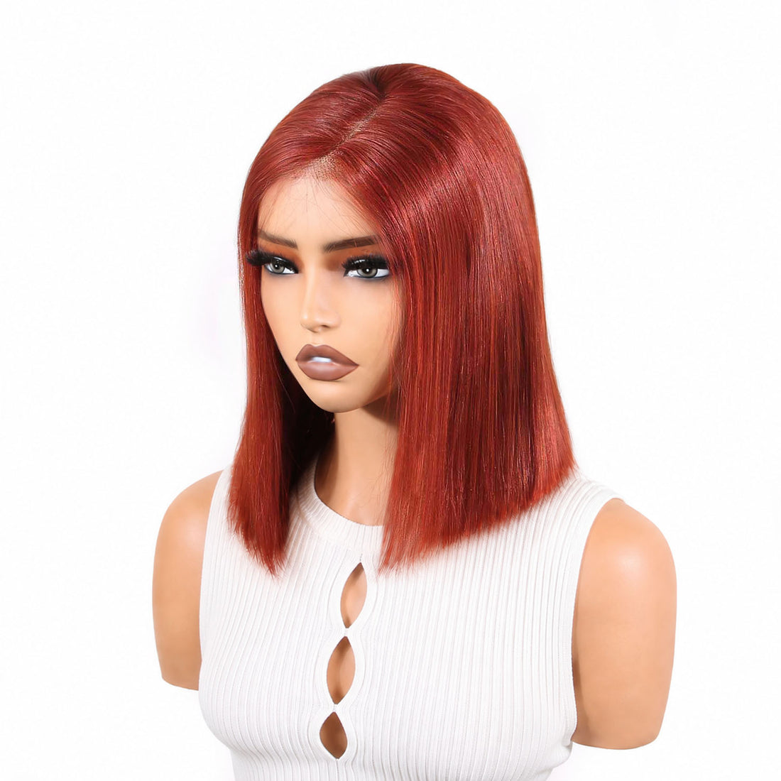 Authris Straight Bob Human Hair Wig | Auburn Brown