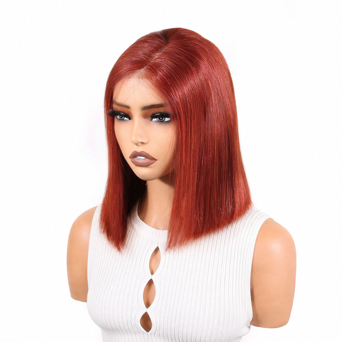 Authris Straight Bob Human Hair Wig | Auburn Brown