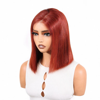 Authris Straight Bob Human Hair Wig | Auburn Brown