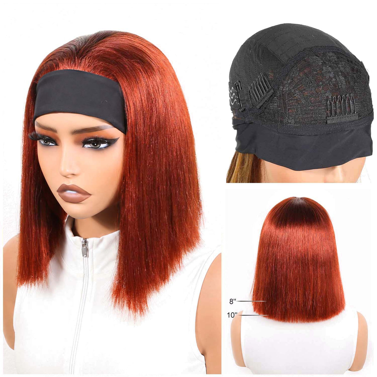 AUTHRIS Headband Bob Wig | Auburn Brown