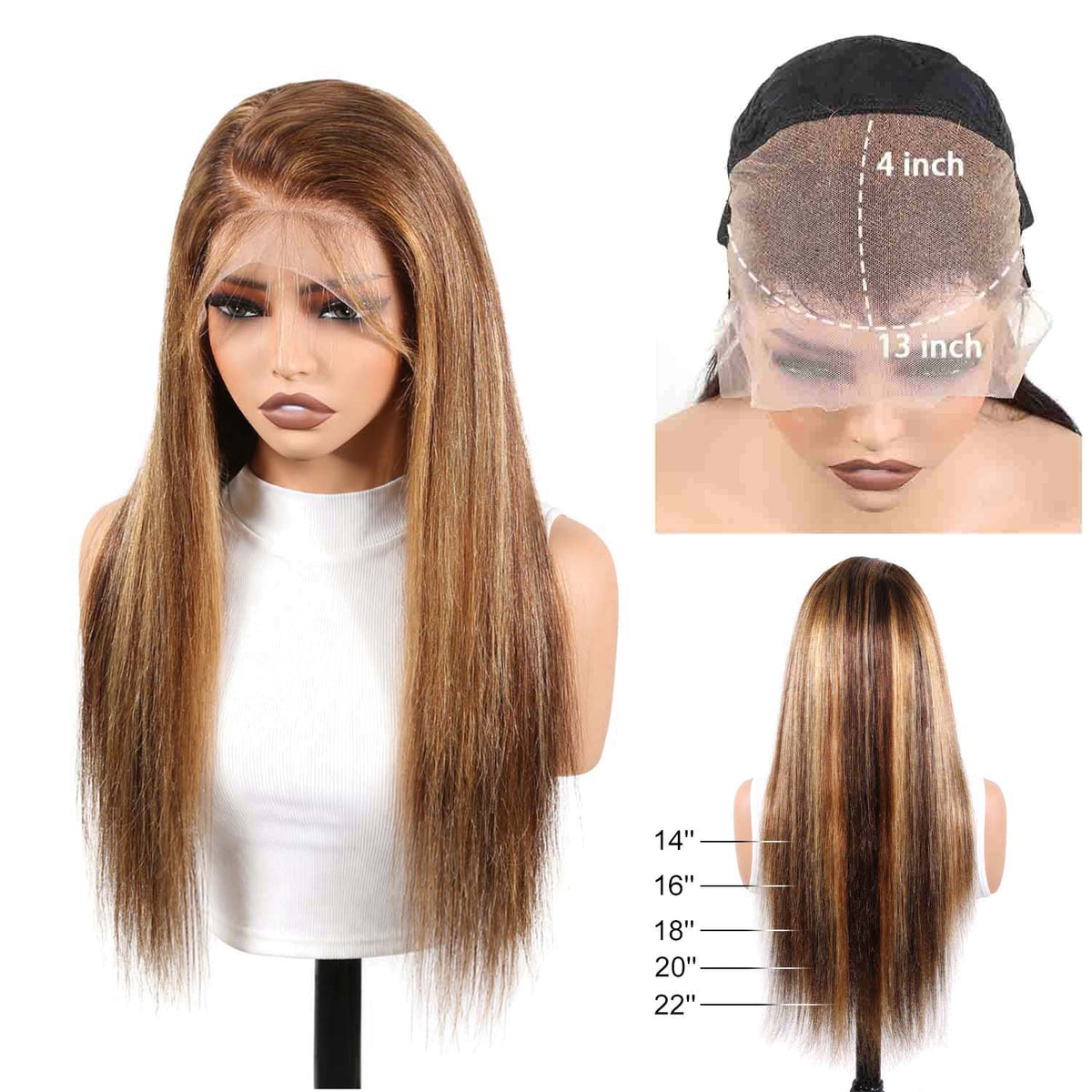 Authris Straight HD Lace Front Human Hair Wig | Blonde Highlights