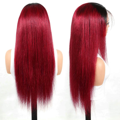 Authris Straight HD Lace Front Human Hair Wig | Burgundy Ombre