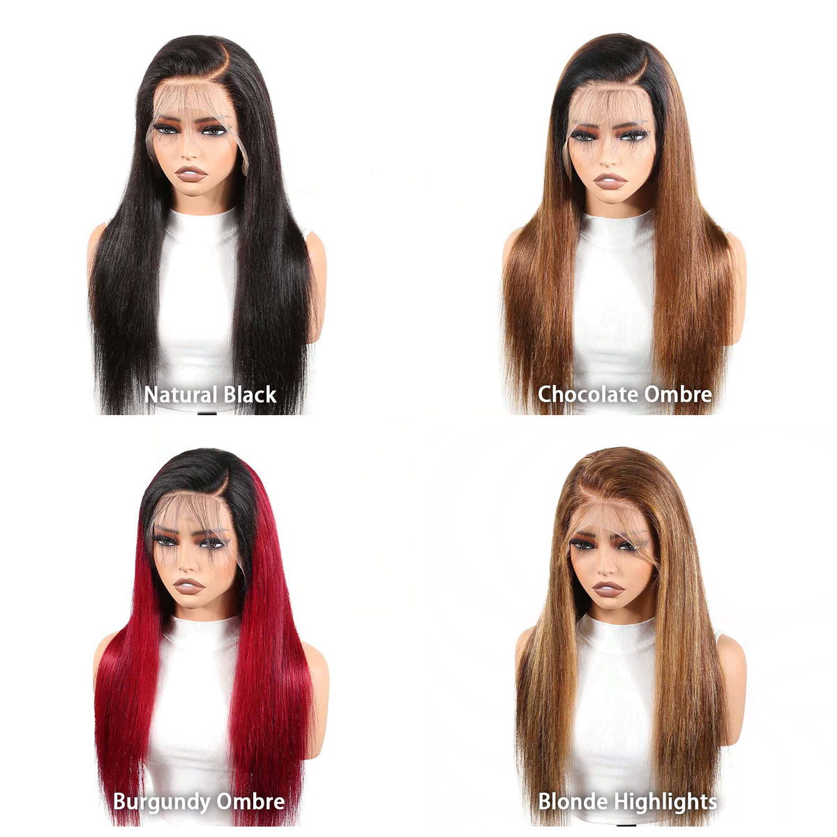 Authris Straight HD Lace Front Human Hair Wig | Burgundy Ombre