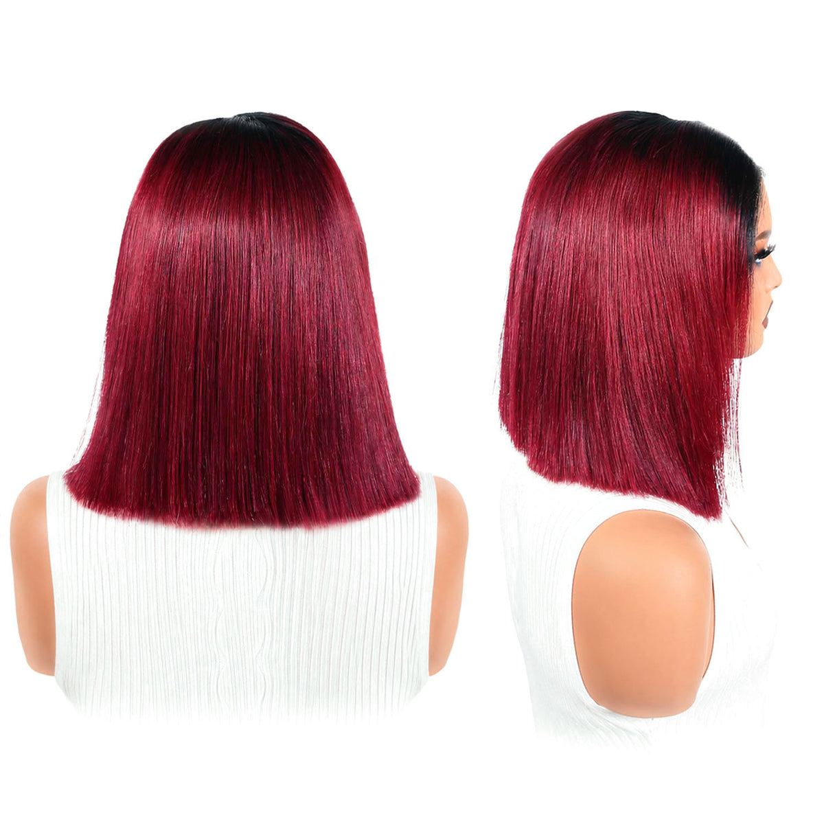 AUTHRIS Straight Bob Wig | Burgundy Ombre