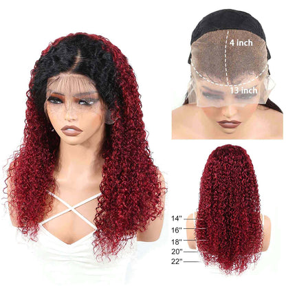 AUTHRIS Curly Lace Front Wig | Burgundy Ombre