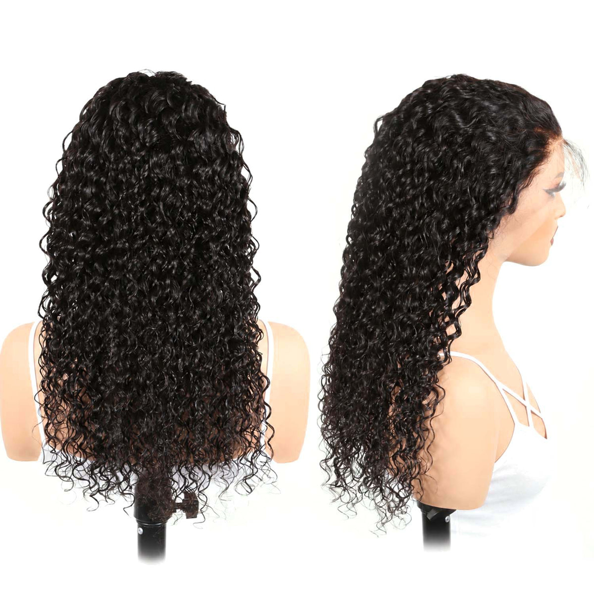 Authris Deep Wave HD Lace Front Human Hair Wig | Natural Black