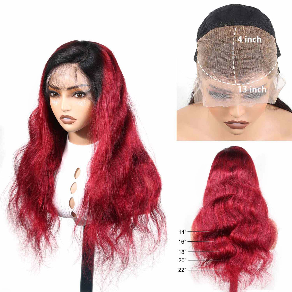 AUTHRIS Body Wave Lace Front Wig | Burgundy Ombre